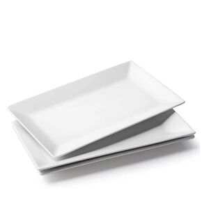 Set of Three White Rectangular Plates 14”